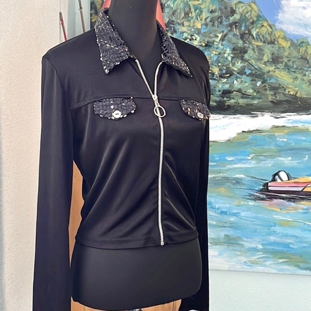 VTG Wild Fire Clothing Co.,Zipper-Front Lightweight Cropped Jacket-Top,Size L